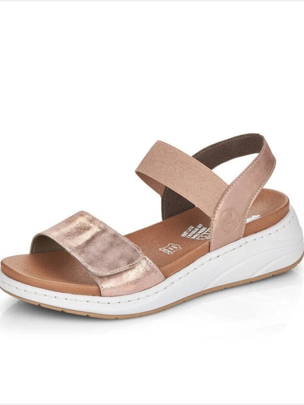 Rieker Jolanda Rose Gold Wedge Heeled Ankle Strap Sandals Women EU 41/ US 10